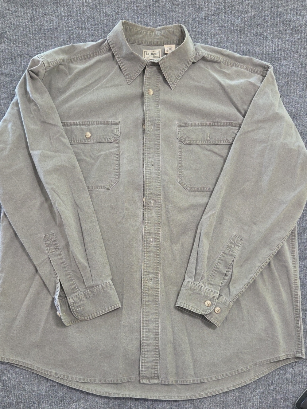 L.L. Bean Muted Olive Button-Down Shirt
